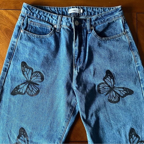 Rue21 Other - Rue21 wide leg butterfly jeans high waisted juniors size 12